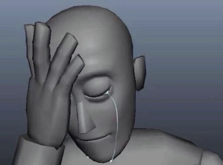 3D Humanoid Figure Crying meme template