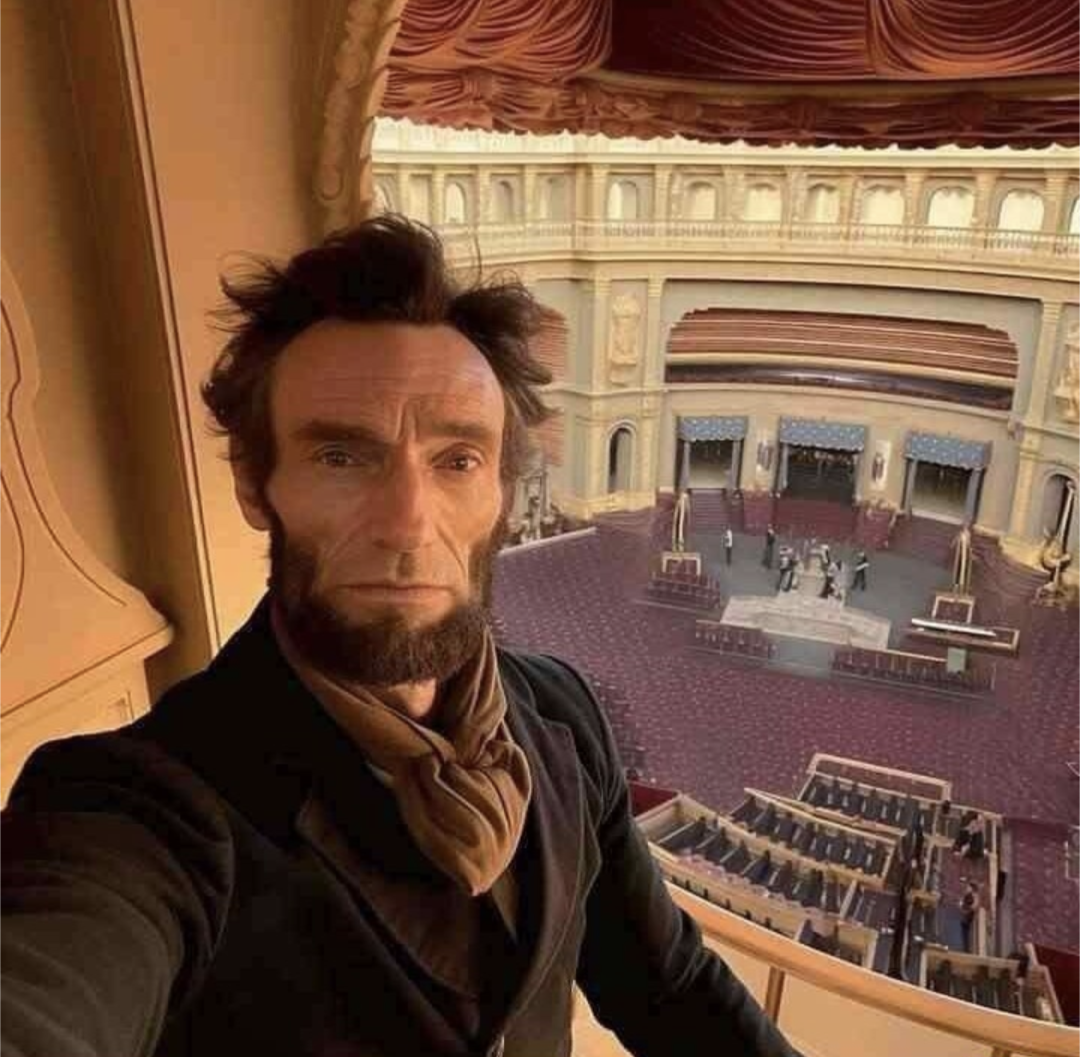 Abe Lincoln Selfie At Theatre - This Play Is Gonna Be Lit meme template