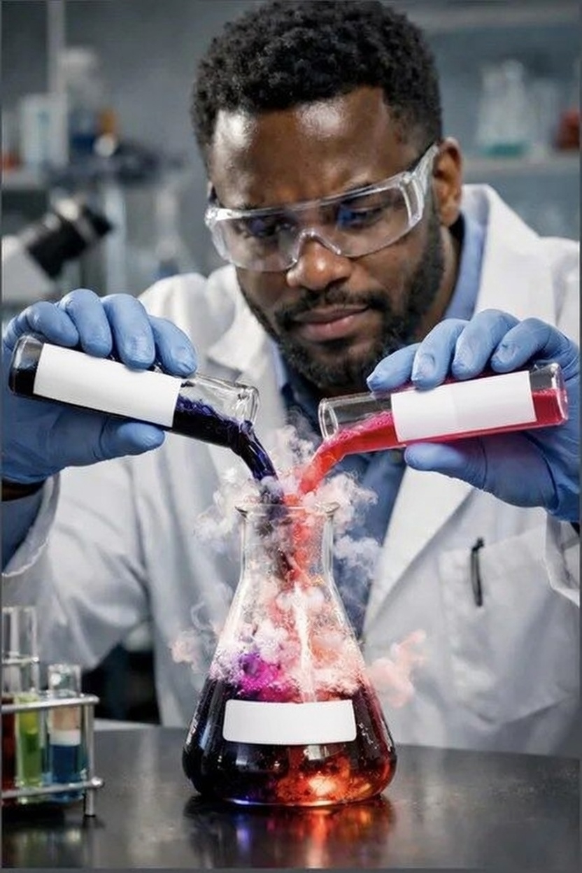 Black Chemist Combining Ingredients 