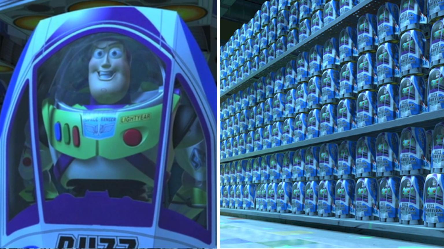 Buzz Light Year with Clones On Store Shelf meme template variation