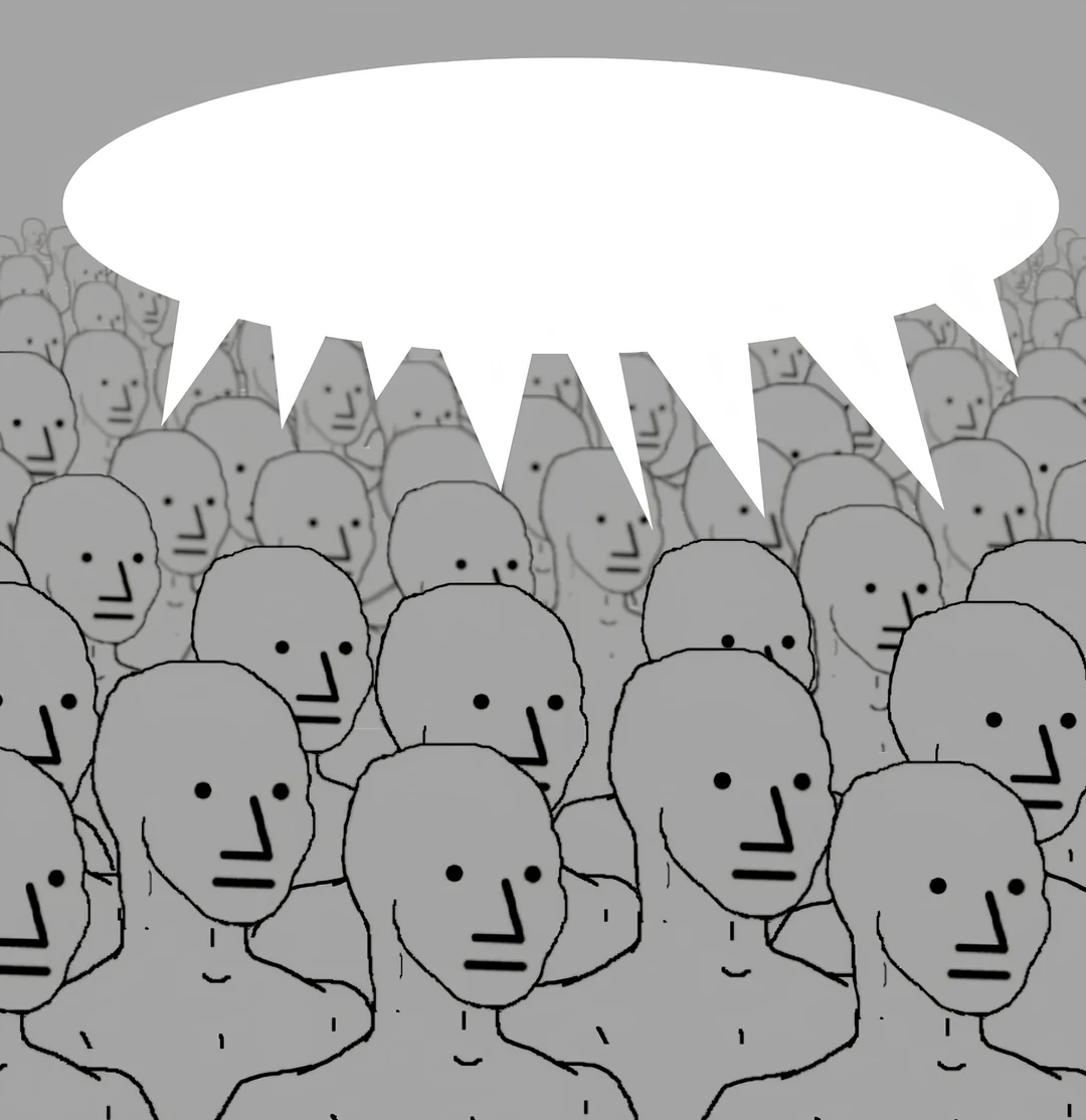 Crowd of NPCs meme template variation