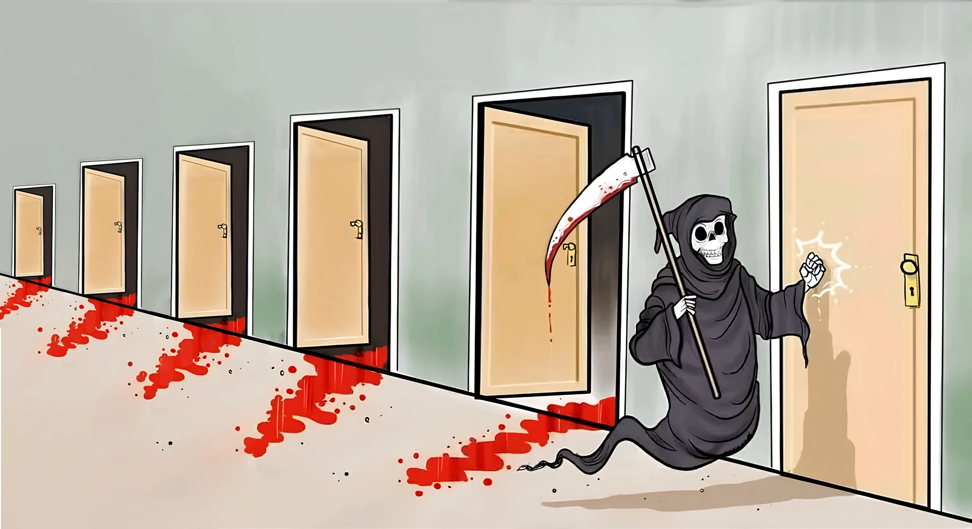 Death Knocking on Doors - Grim Reaper meme template variation