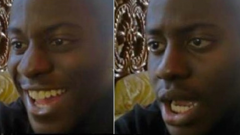 Disappointed Black Guy - Smile Then Shock meme template variation