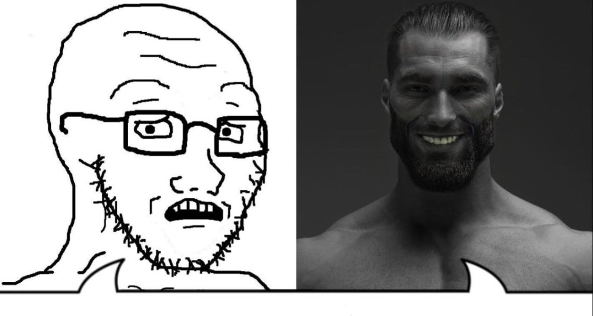 Duality of Loser vs Chad - X Quote Tweet Speech Bubble meme template