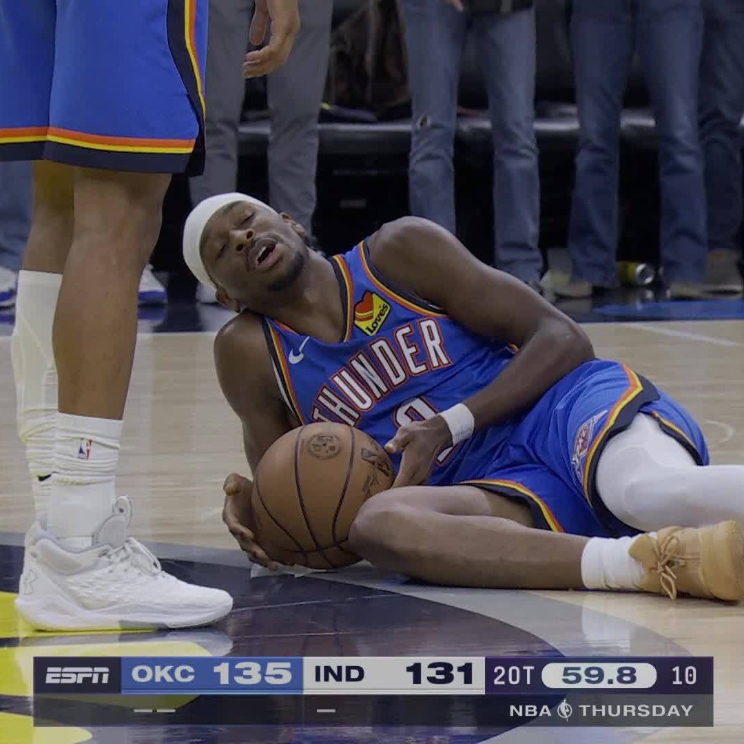 Gilgeous-Alexander Laying On The Basketball Court meme template variation