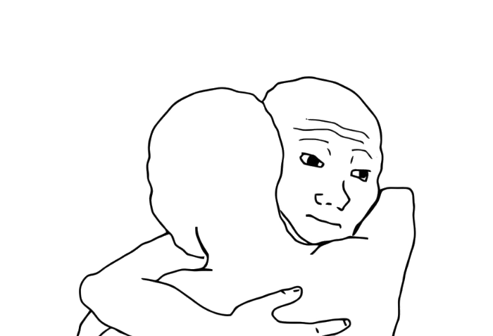 I Know That Feel Bro - Wojaks Hugging meme template