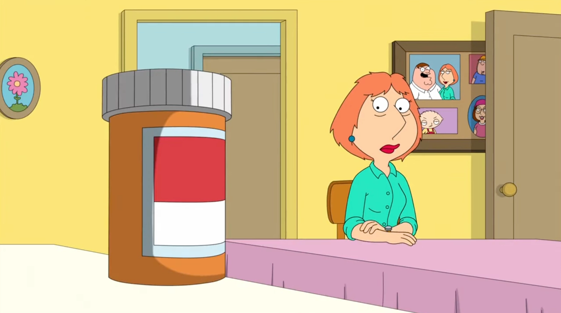 Lois Looking At Pill Bottle - Family Guy meme template variation