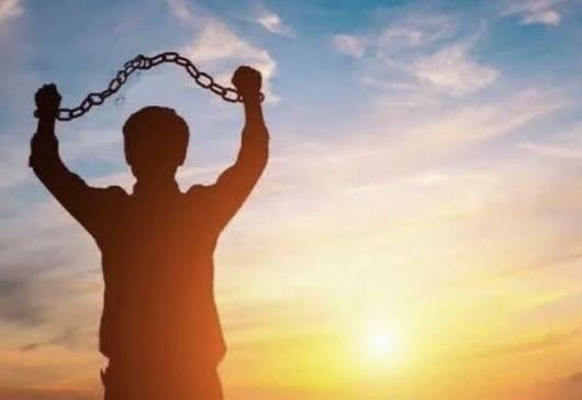 Man Breaking Chains with Sunset meme template variation