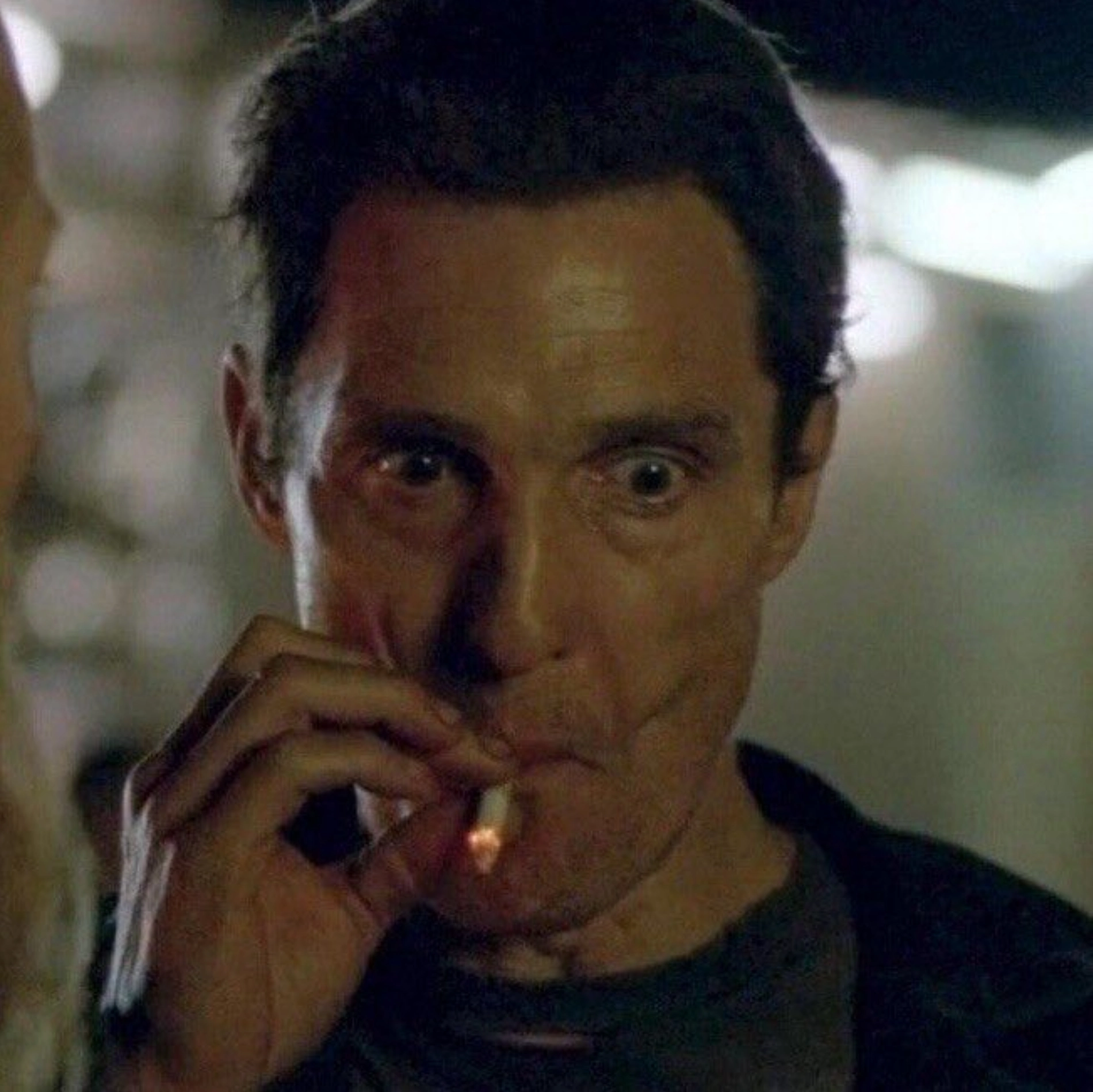 Matthew McConaughey Smoking Intensely - True Detective meme template variation