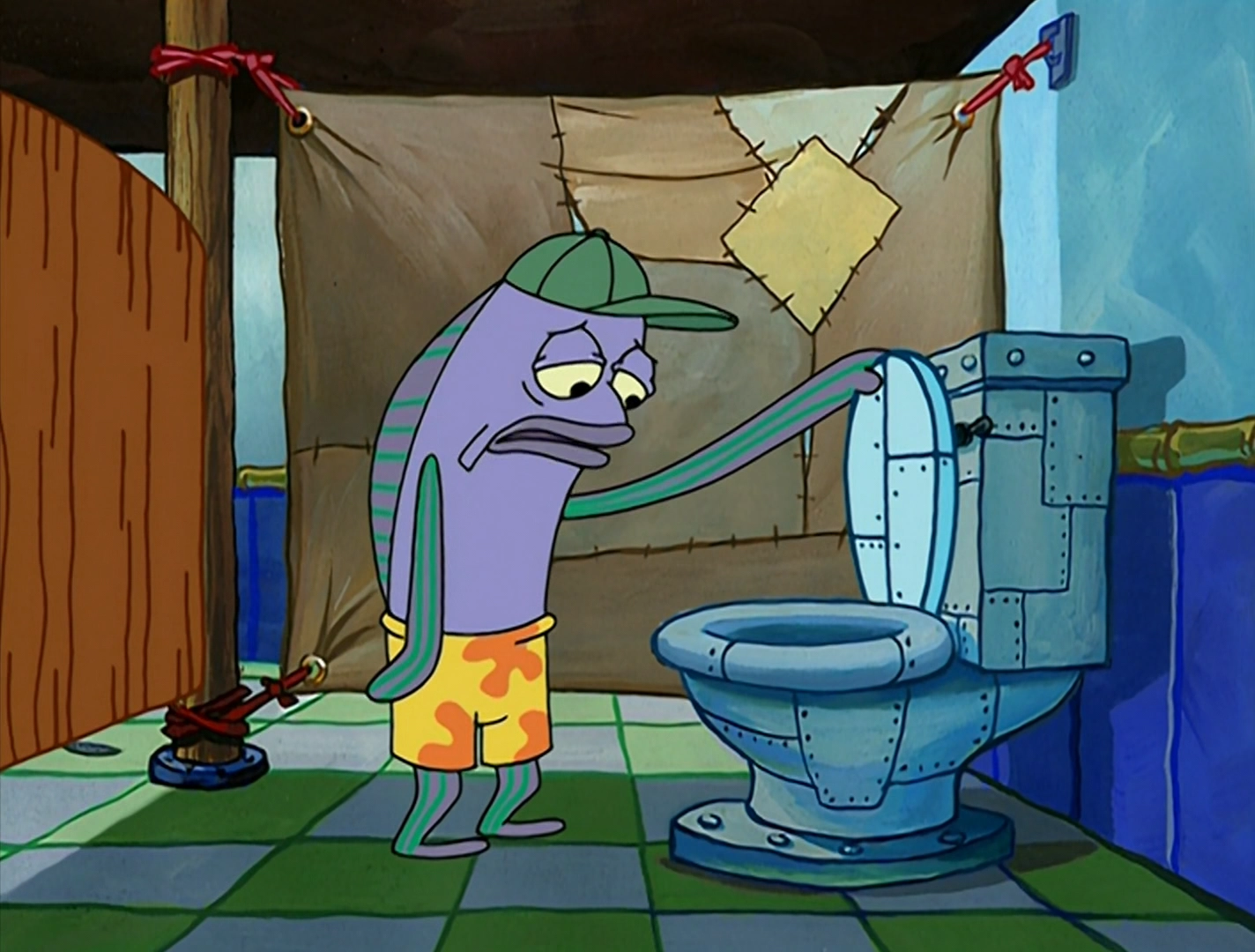 "Oh That's Real Nice" Fish Looking Into Toilet - SpongeBob SquarePants meme template