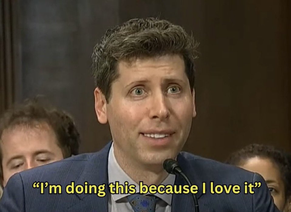 Sam Altman Senate Committee - I'm Doing This Because I Love It! meme template