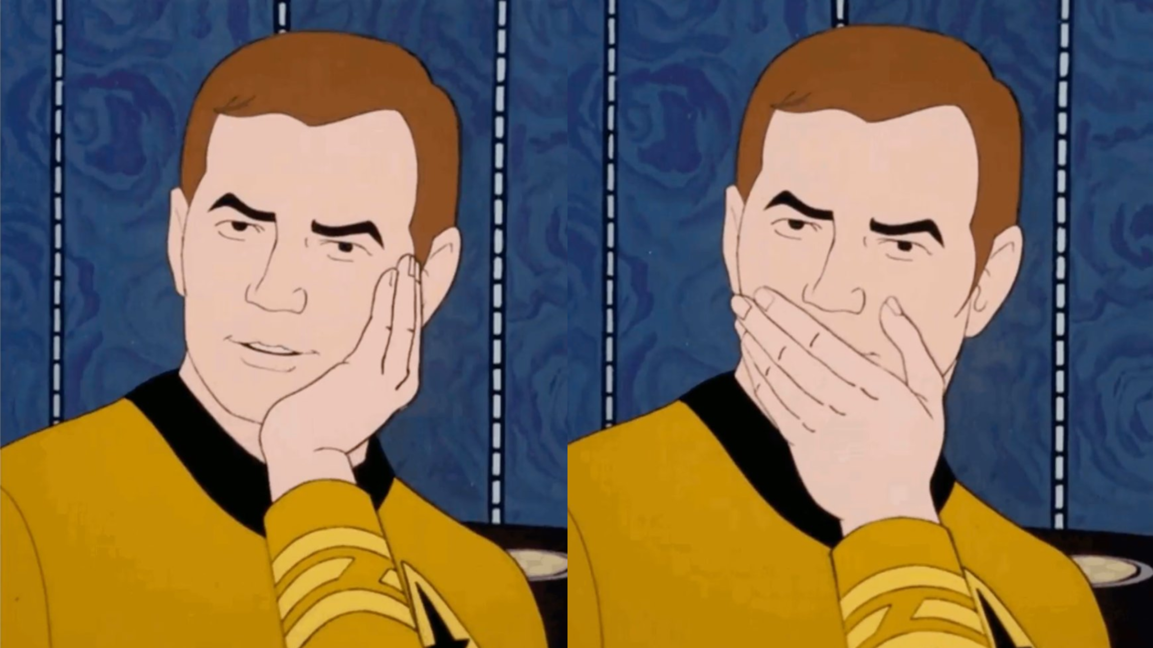 Sarcastically Surprised Captain Kirk meme template variation
