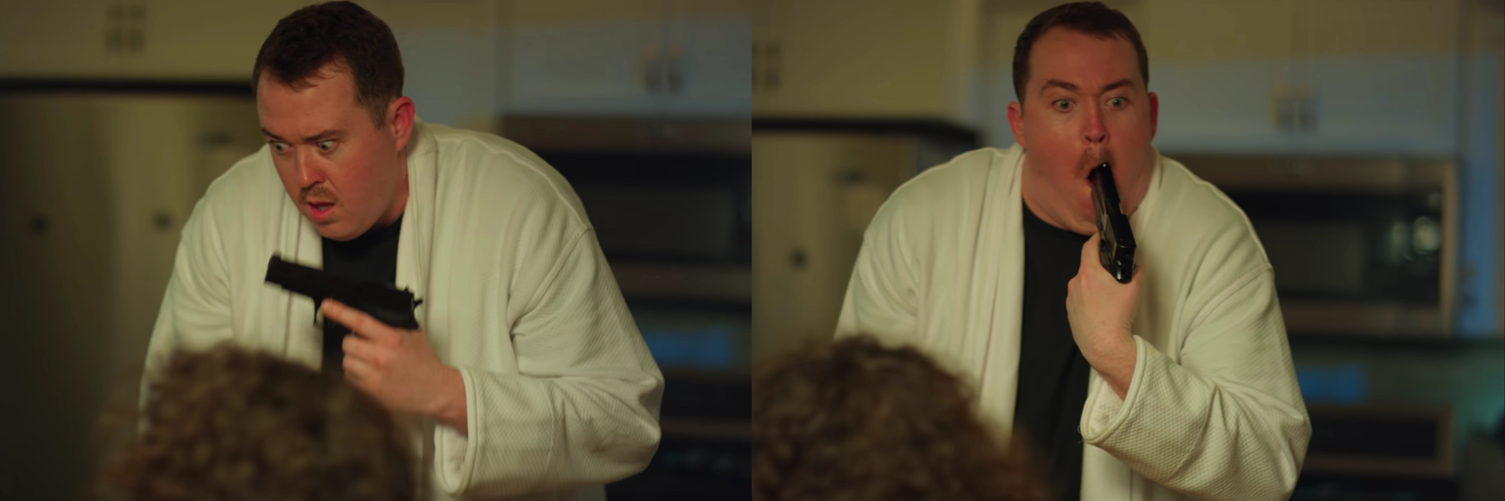 Shane Gillis Sleep Walking with Gun meme template variation