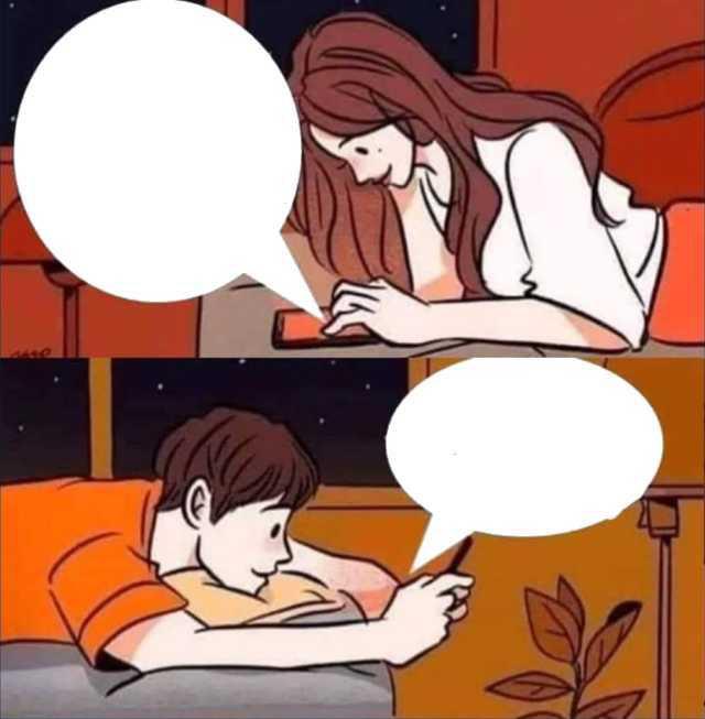 Texting Couples meme template variation