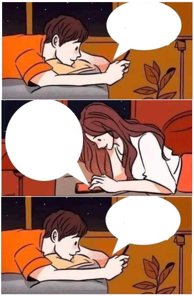 Texting Couples meme template variation