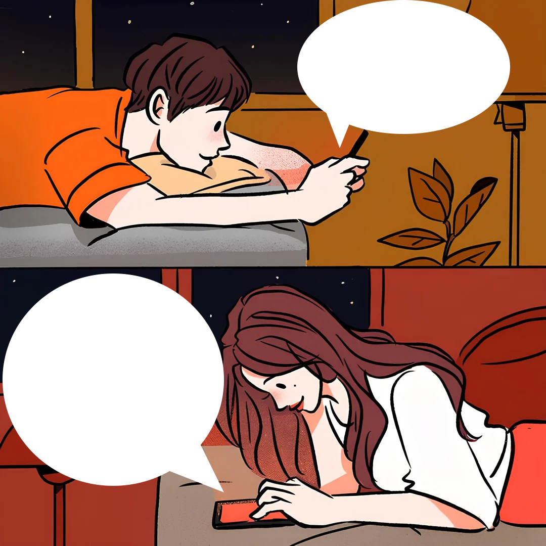 Texting Couples meme template variation