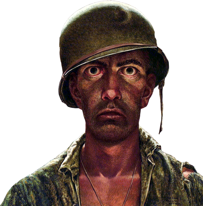 Thousand Yard Stare meme template variation