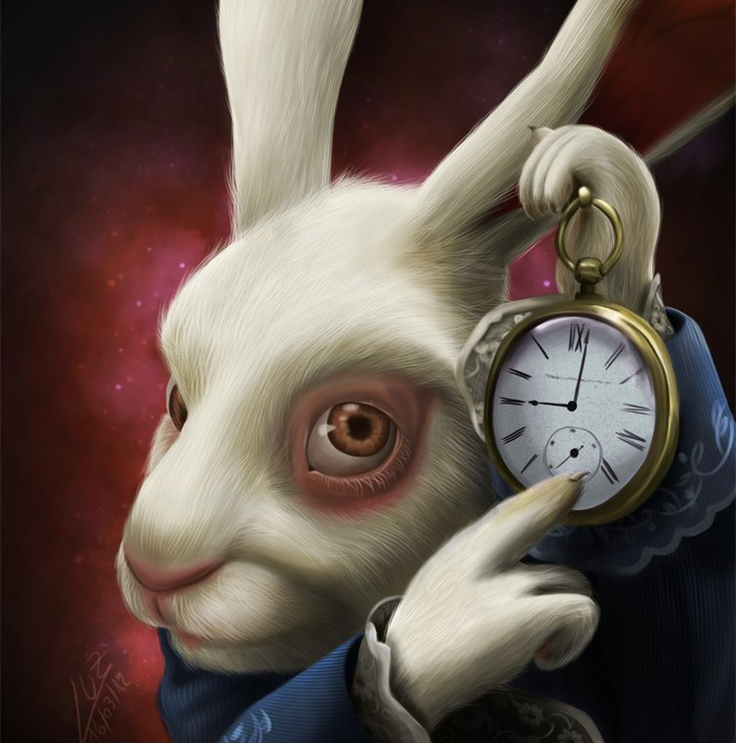 Alice in Wonderland White Rabbit Pointing At Clock meme template