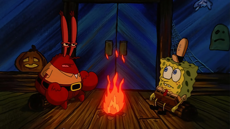 Campfire Story - Scaredy Pants - SpongeBob SquarePants meme template