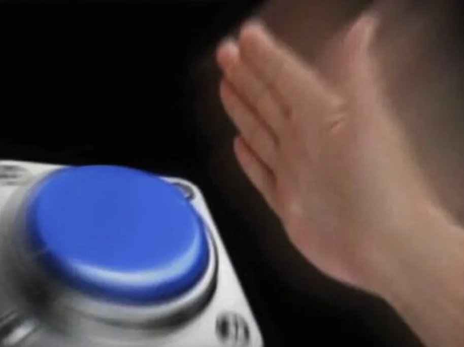 Hand Smashing Blue Button meme template