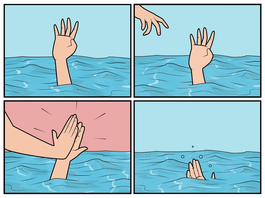 High five drown meme template