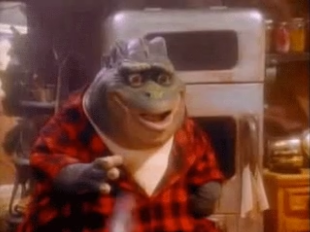 Surprised Dinosaur Drops Drink - Dinosaurs meme template