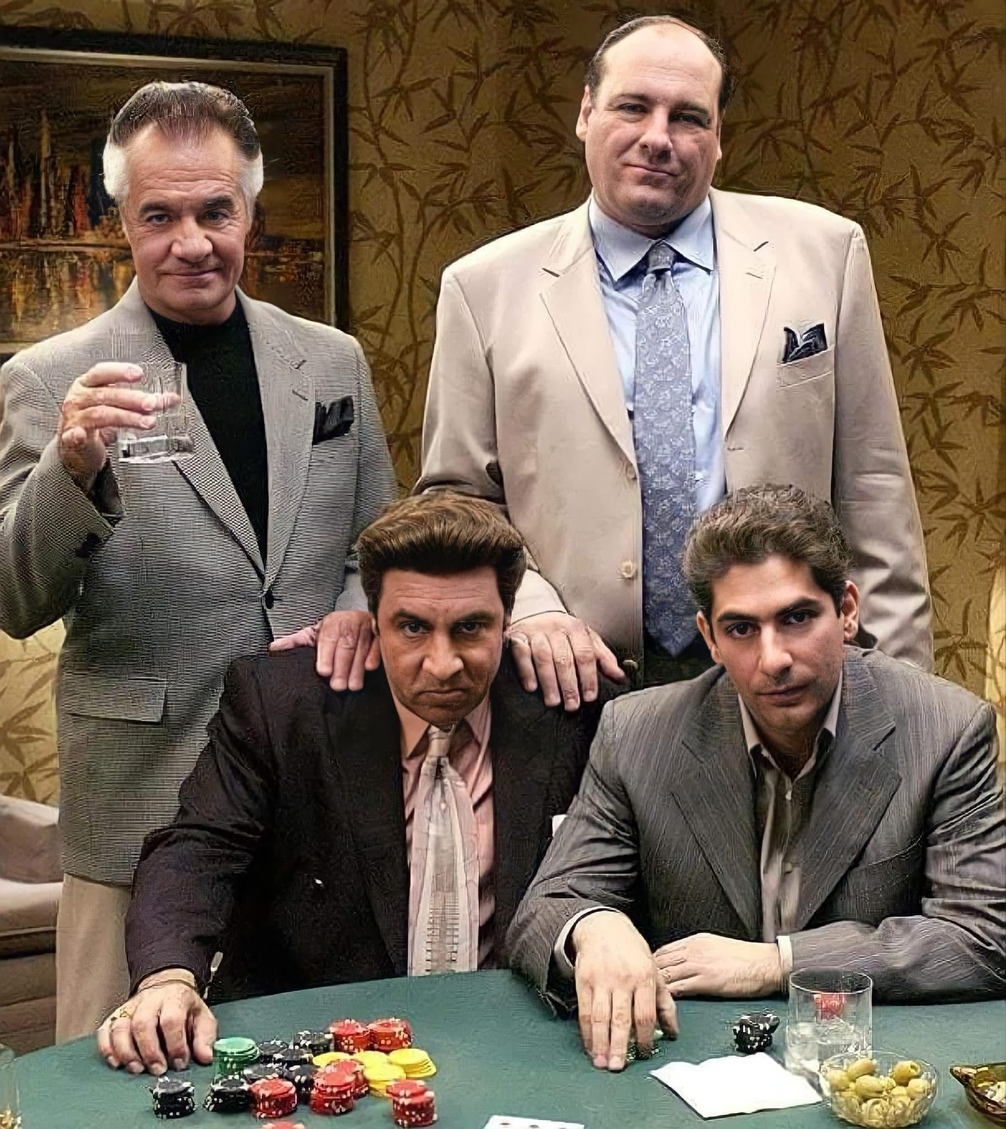 The Sopranos at poker table meme template